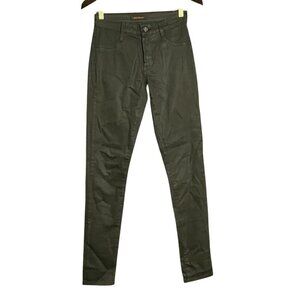 James Jeans Twiggy Skinny Pants Women Sz 26 Green Meadow Coated Moto Biker Rock